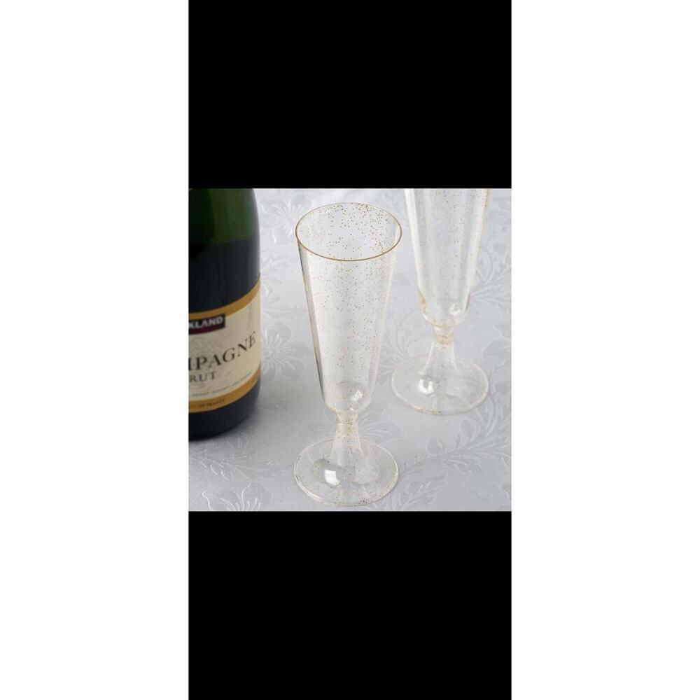Prestee 100 Pack Clear Plastic Champagne Flutes - 4.5 oz Durable Disposable Cham